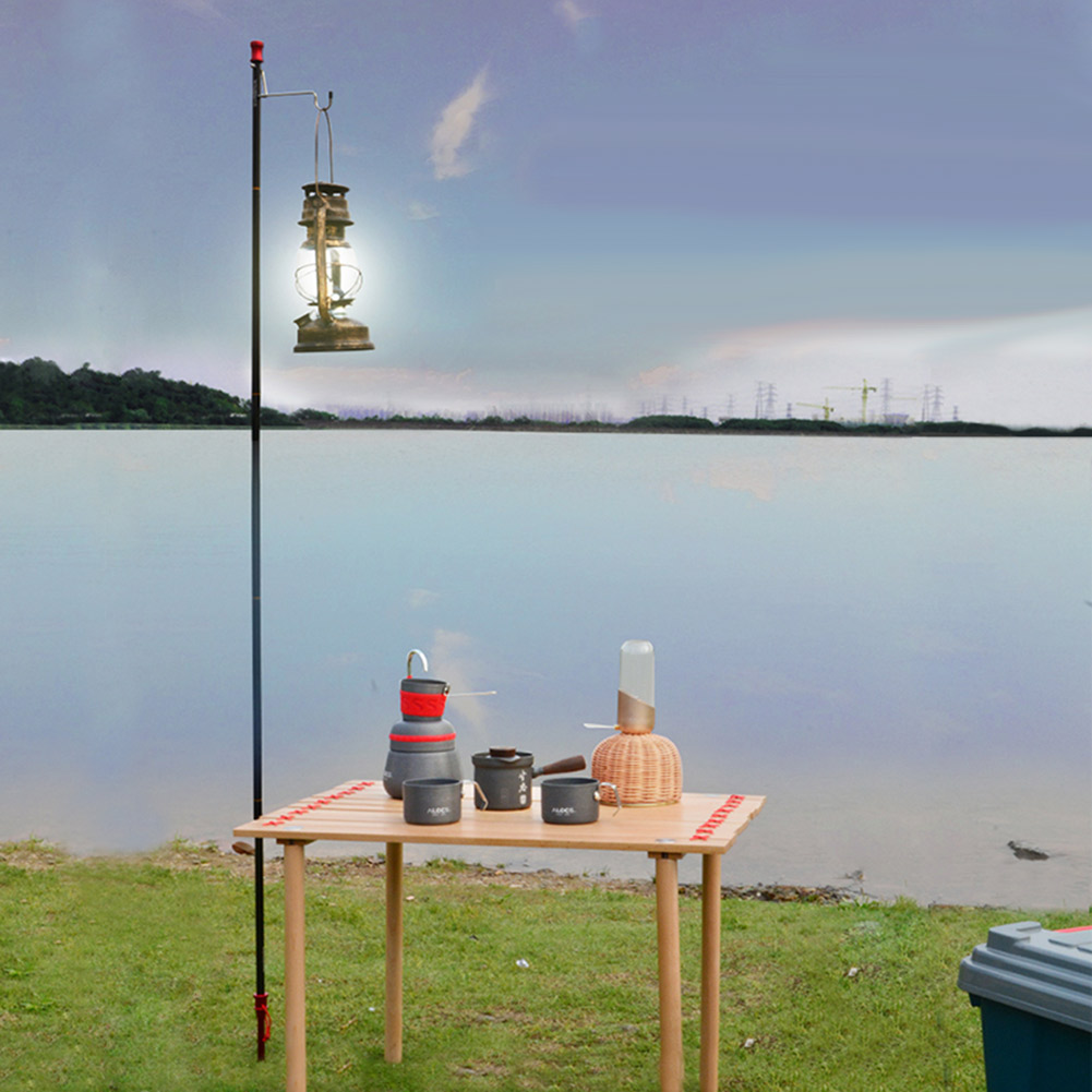 Outdoor Camping Hiking Folding Lamp Post Pole Aluminum Alloy Portable Fishing Hanging Light Fixing Stand Holder