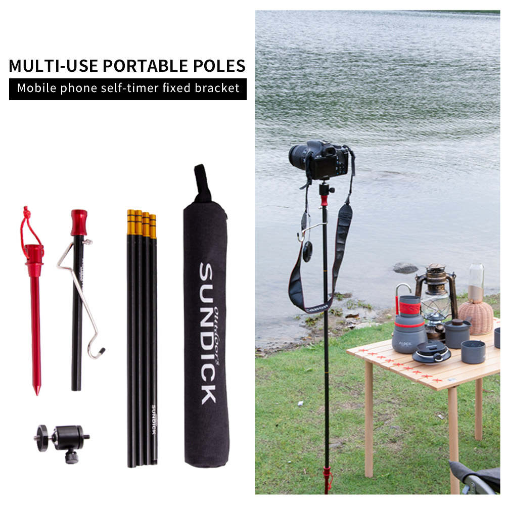 Outdoor Camping Hiking Folding Lamp Post Pole Aluminum Alloy Portable Fishing Hanging Light Fixing Stand Holder