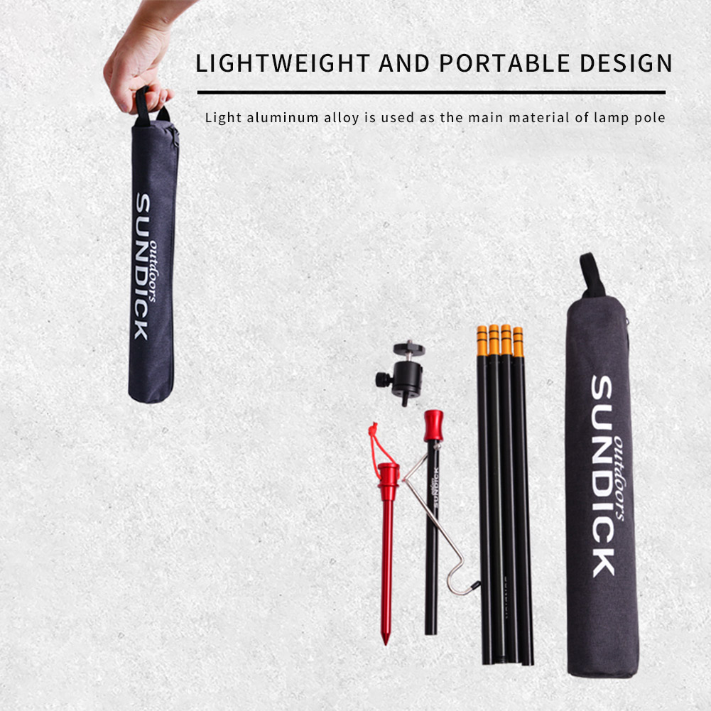 Outdoor Camping Hiking Folding Lamp Post Pole Aluminum Alloy Portable Fishing Hanging Light Fixing Stand Holder