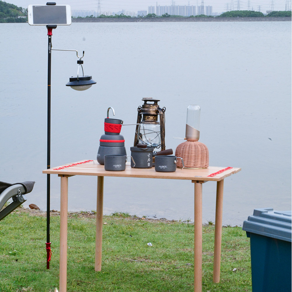 Outdoor Camping Hiking Folding Lamp Post Pole Aluminum Alloy Portable Fishing Hanging Light Fixing Stand Holder