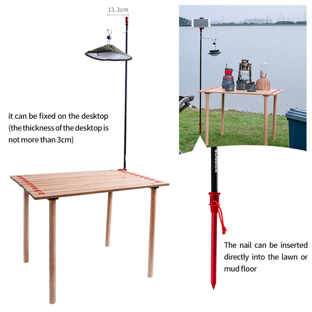 Outdoor Camping Hiking Folding Lamp Post Pole Aluminum Alloy Portable Fishing Hanging Light Fixing Stand Holder
