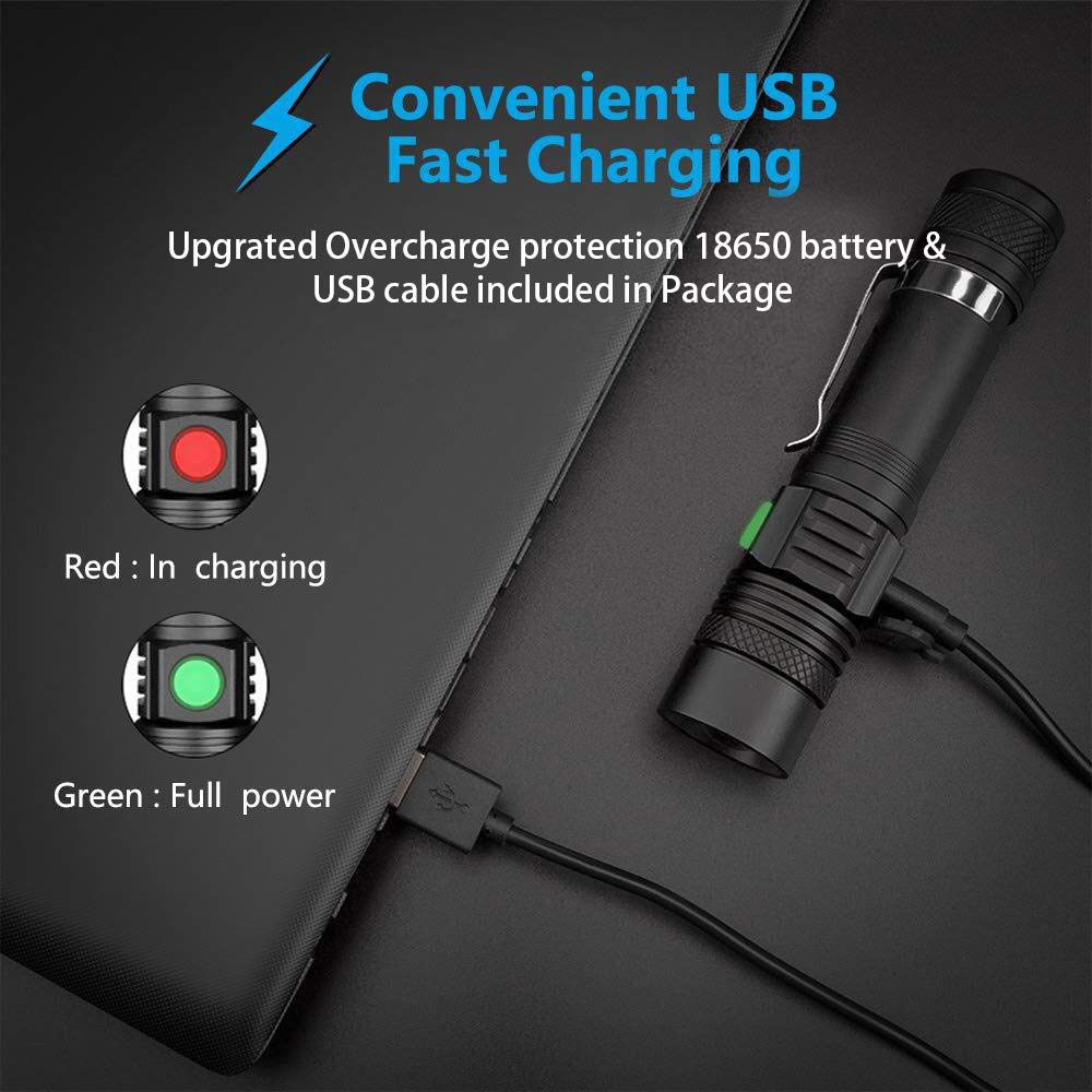 USB Rechargeable LED Flashlight Super Bright V6 Tactical Torch 4 Lighting Modes Zoomable Lamp Waterproof 18650 Camping Lantern USB Rechargeable LED Flashlight Super Bright V6 Tactical Torch 4 Lighting Modes Zoomable Lamp Waterproof 18650 Camping Lantern