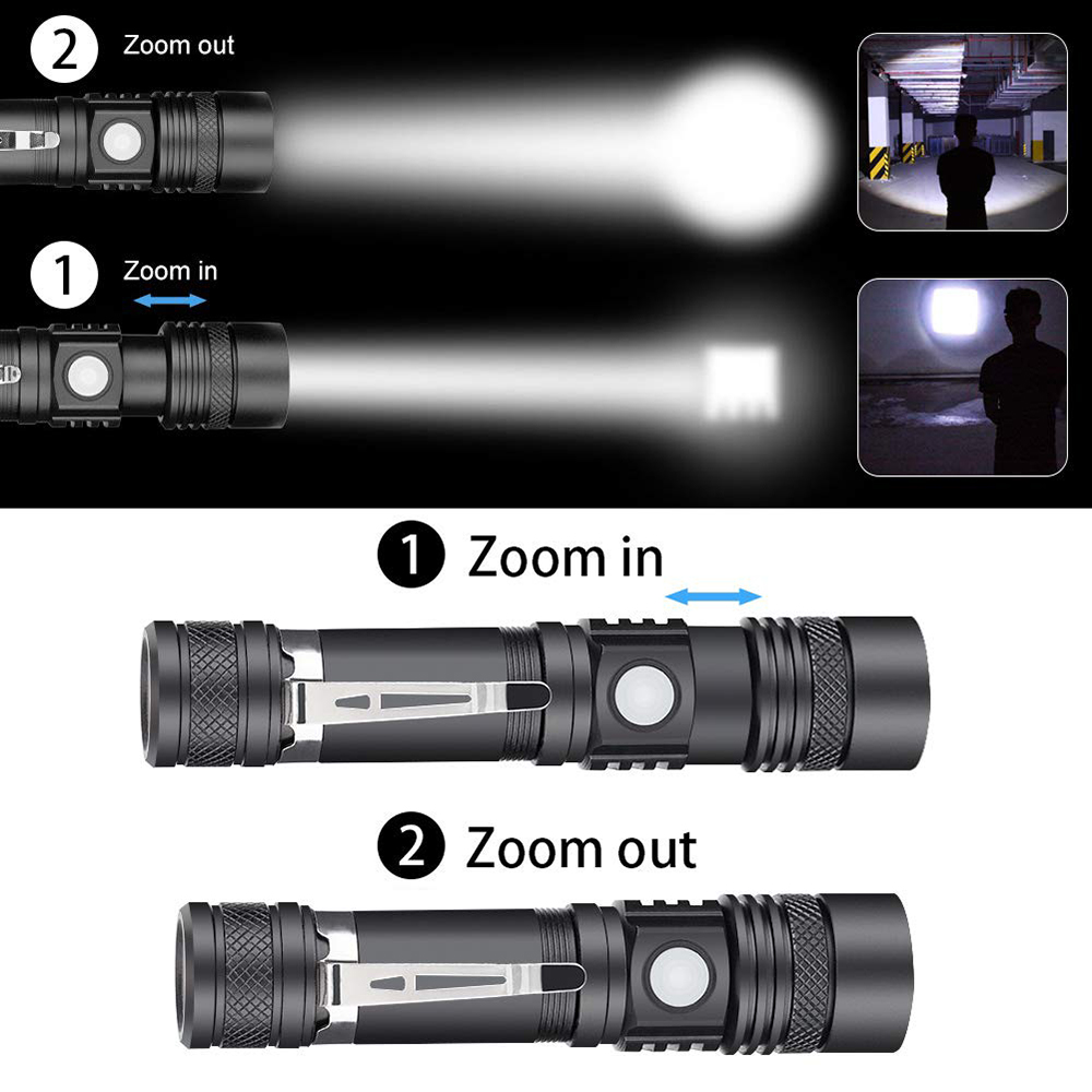 USB Rechargeable LED Flashlight Super Bright V6 Tactical Torch 4 Lighting Modes Zoomable Lamp Waterproof 18650 Camping Lantern USB Rechargeable LED Flashlight Super Bright V6 Tactical Torch 4 Lighting Modes Zoomable Lamp Waterproof 18650 Camping Lantern
