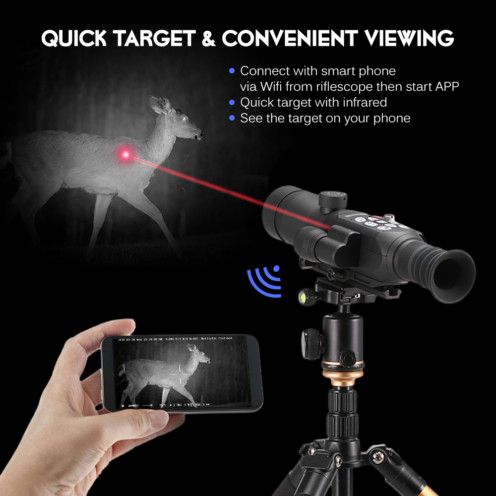 WANNEY Full Color Night Vision Telescope Monocular Nightshot Vision Scope Digital Rang Finder Ballistic Computer Scope 1080p