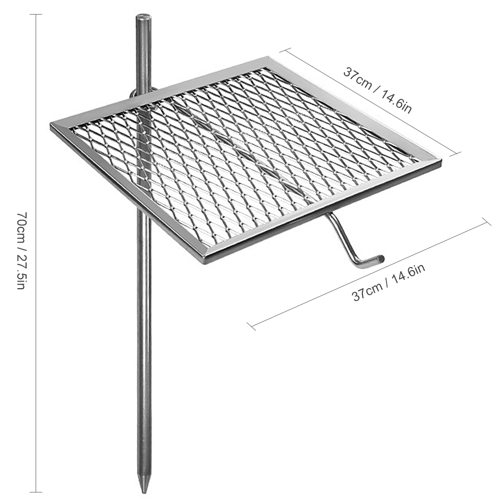 NURGAZ Campfire Grill Grate with Stake Portable Outdoor Folding BBQ Grilling Grate for Camping Hiking Backpacking Barbecue
