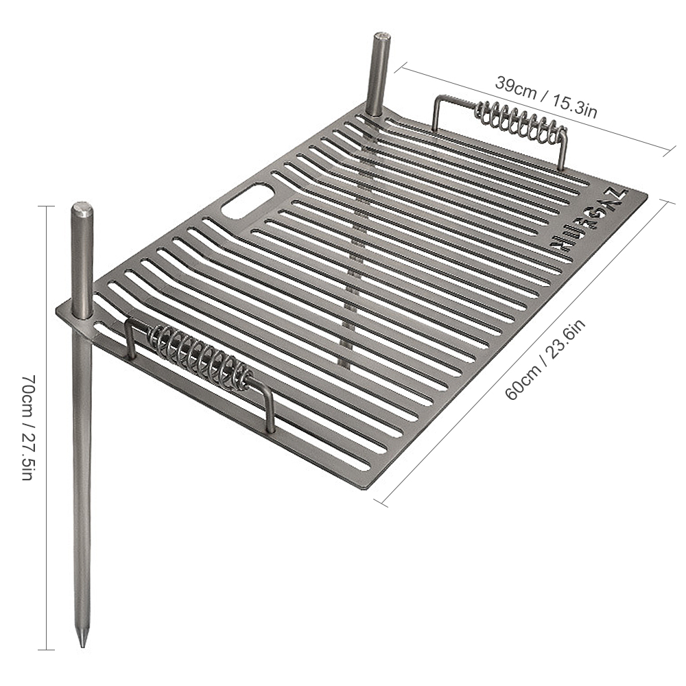 NURGAZ Campfire Grill Grate with Stake Portable Outdoor Folding BBQ Grilling Grate for Camping Hiking Backpacking Barbecue