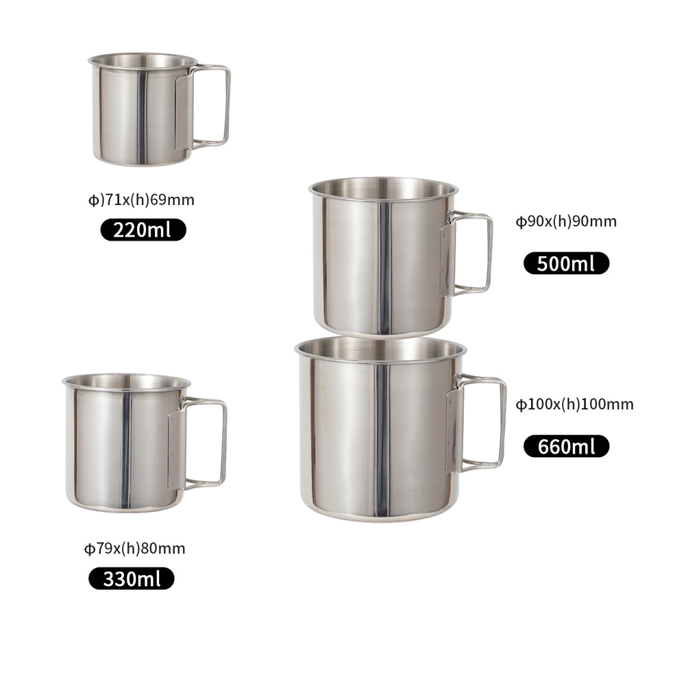 Outdoor Camping Cup Set 4PCS 304 Stainless Steel Cups Outdoor Portable Cup for Mountaineering Trekking Hiking Outdoor Cookware