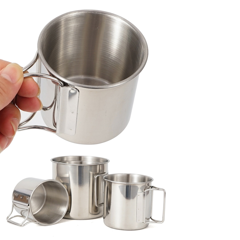 Outdoor Camping Cup Set 4PCS 304 Stainless Steel Cups Outdoor Portable Cup for Mountaineering Trekking Hiking Outdoor Cookware
