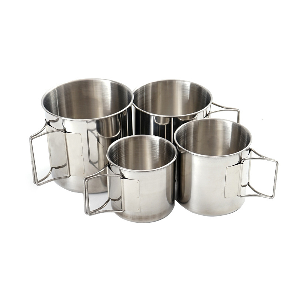 Outdoor Camping Cup Set 4PCS 304 Stainless Steel Cups Outdoor Portable Cup for Mountaineering Trekking Hiking Outdoor Cookware