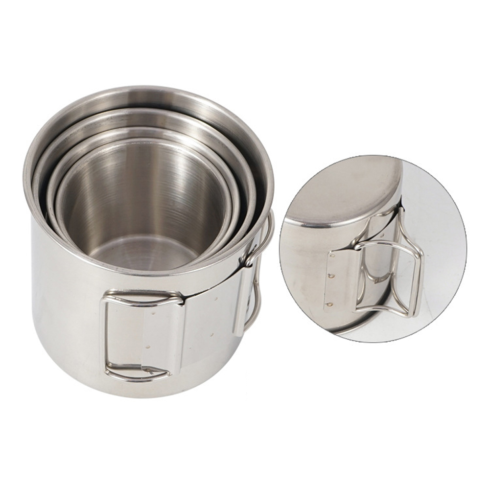 Outdoor Camping Cup Set 4PCS 304 Stainless Steel Cups Outdoor Portable Cup for Mountaineering Trekking Hiking Outdoor Cookware