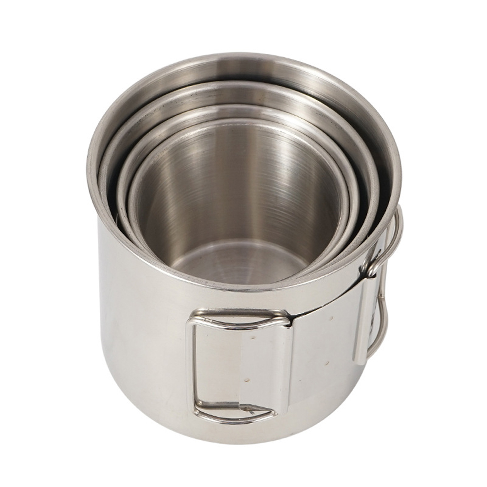 Outdoor Camping Cup Set 4PCS 304 Stainless Steel Cups Outdoor Portable Cup for Mountaineering Trekking Hiking Outdoor Cookware