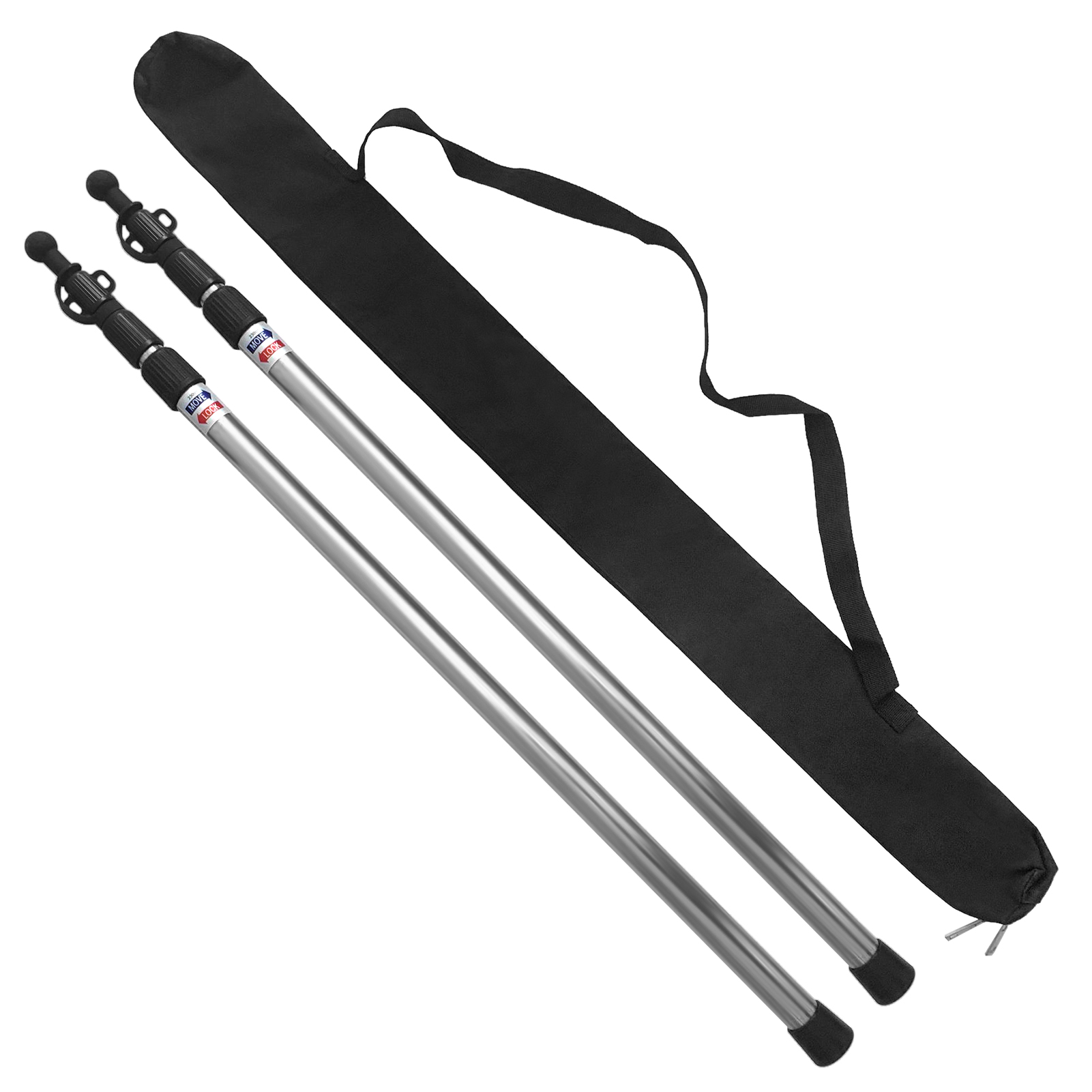 2pcs Telescopic Tarp Pole Thicken Adjustable Aluminum Alloy Tent Support Rods Camping Beach Shelter Tarp Awning Pole Replacement