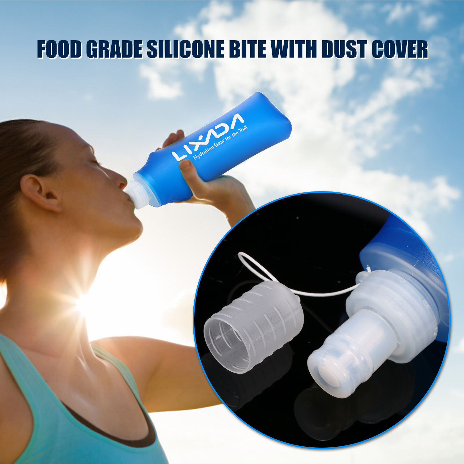 Lixada 500ml Folding Drinking Water Purification Bottle with Filter