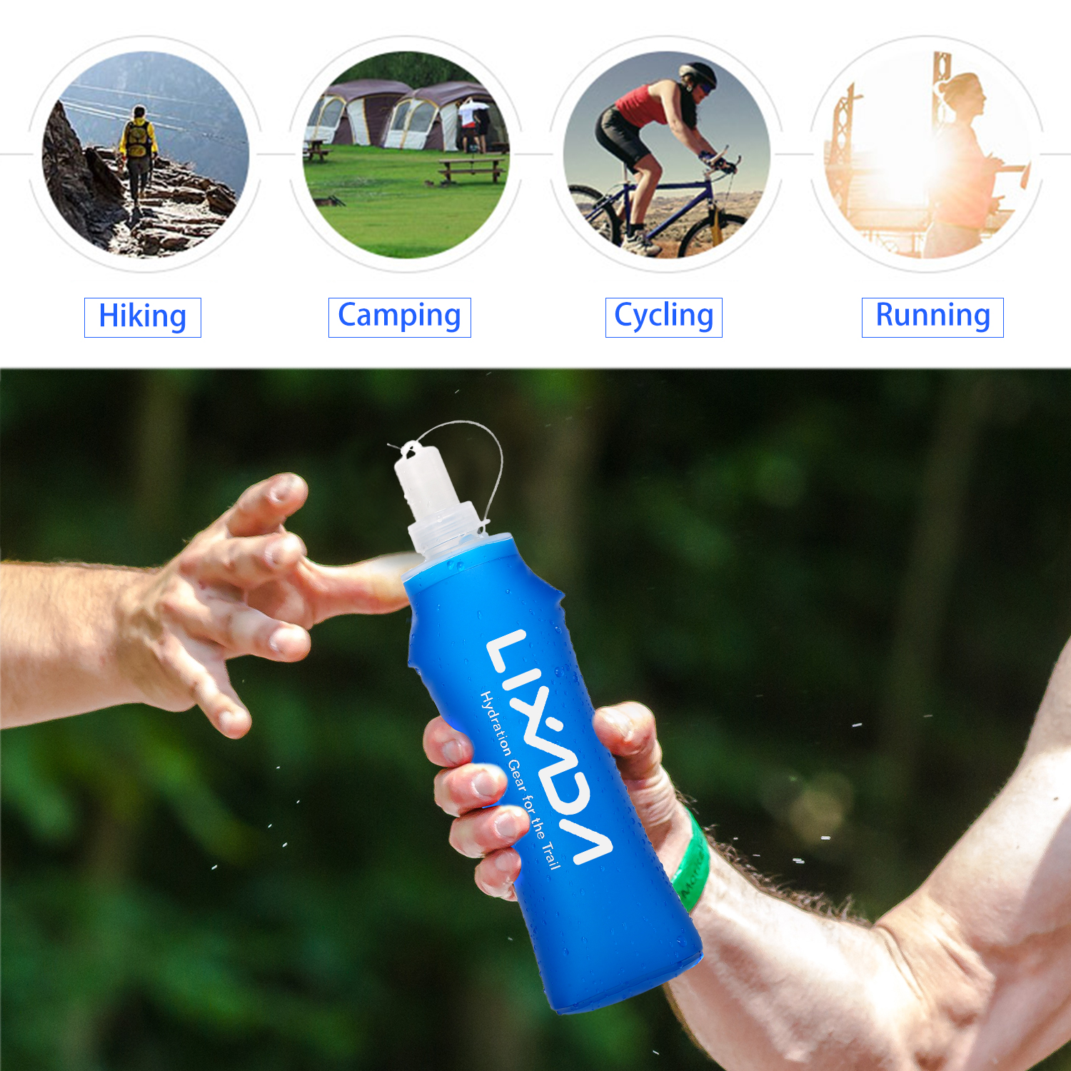 Lixada 500ml Folding Drinking Water Purification Bottle with Filter