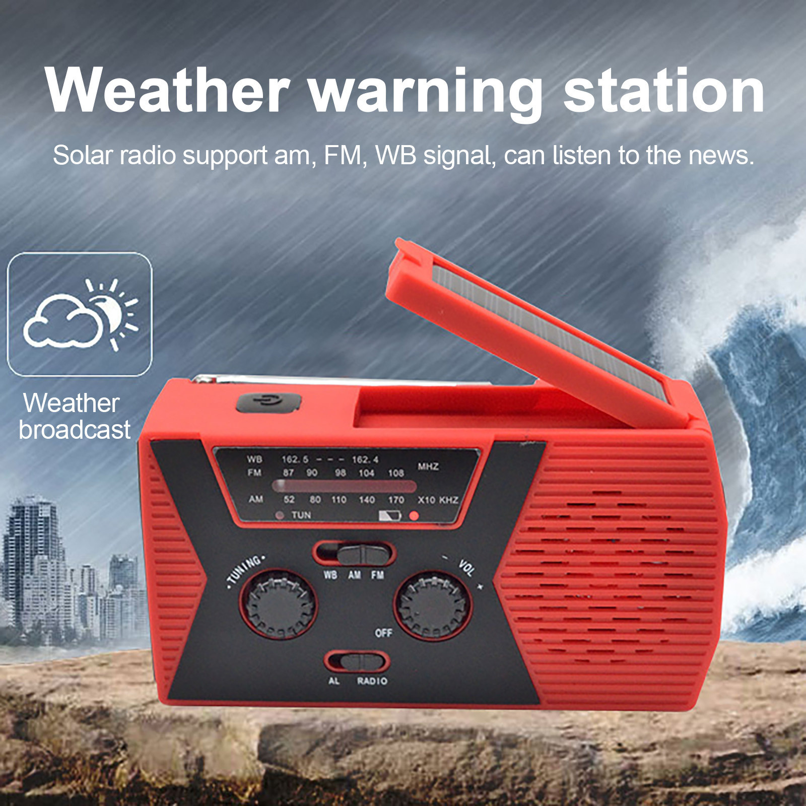 Emergency Solar Hand Crank Radio AM/FM & NOAA Emergency Broadcast Weather Alert Radio with 6 LEDs Reading Lamp Survival Supplies Emergency Solar Hand Crank Radio AM/FM & NOAA Emergency Broadcast Weather Alert Radio with 6 LEDs Reading Lamp Survival Supplies