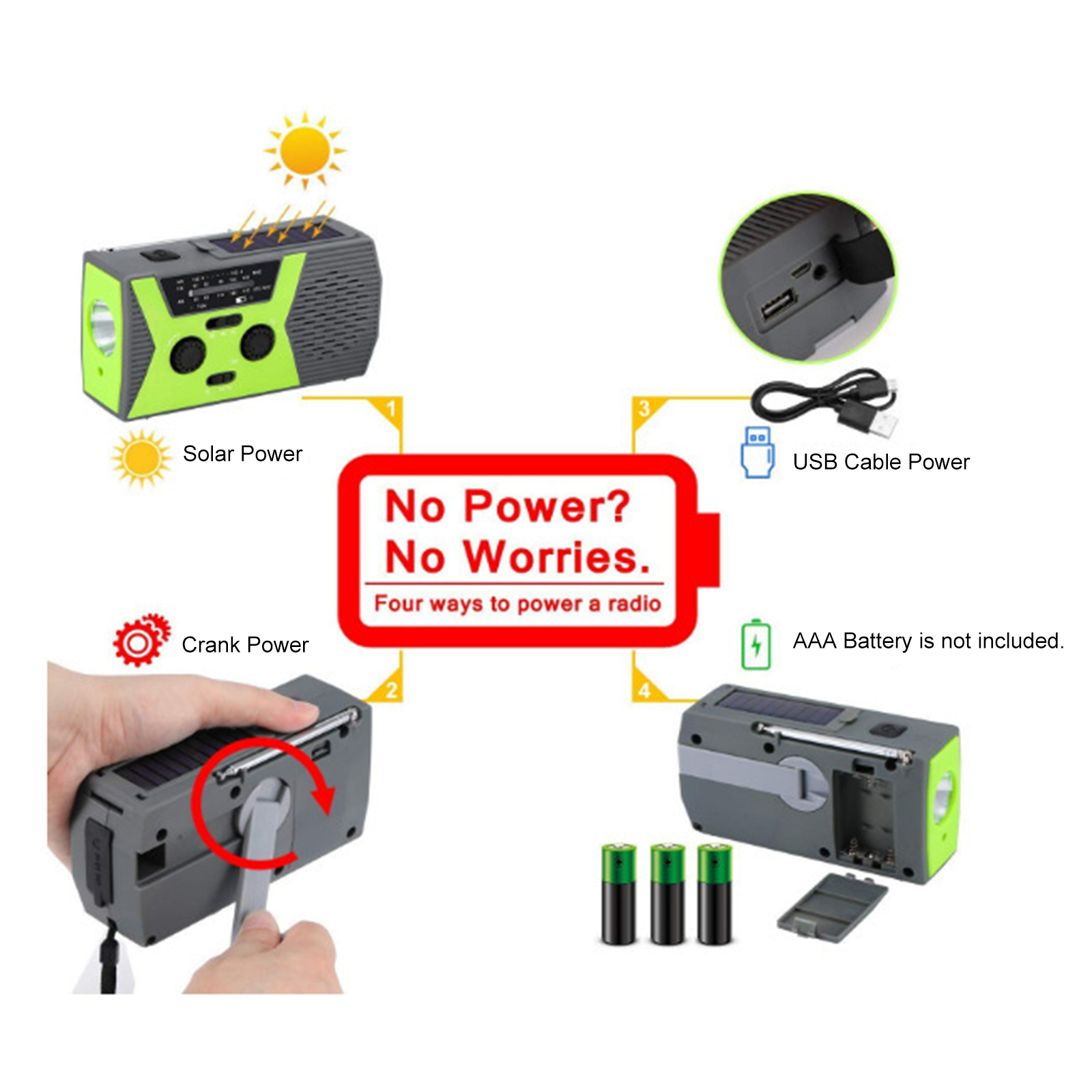 Emergency Solar Hand Crank Radio AM/FM & NOAA Emergency Broadcast Weather Alert Radio with 6 LEDs Reading Lamp Survival Supplies Emergency Solar Hand Crank Radio AM/FM & NOAA Emergency Broadcast Weather Alert Radio with 6 LEDs Reading Lamp Survival Supplies