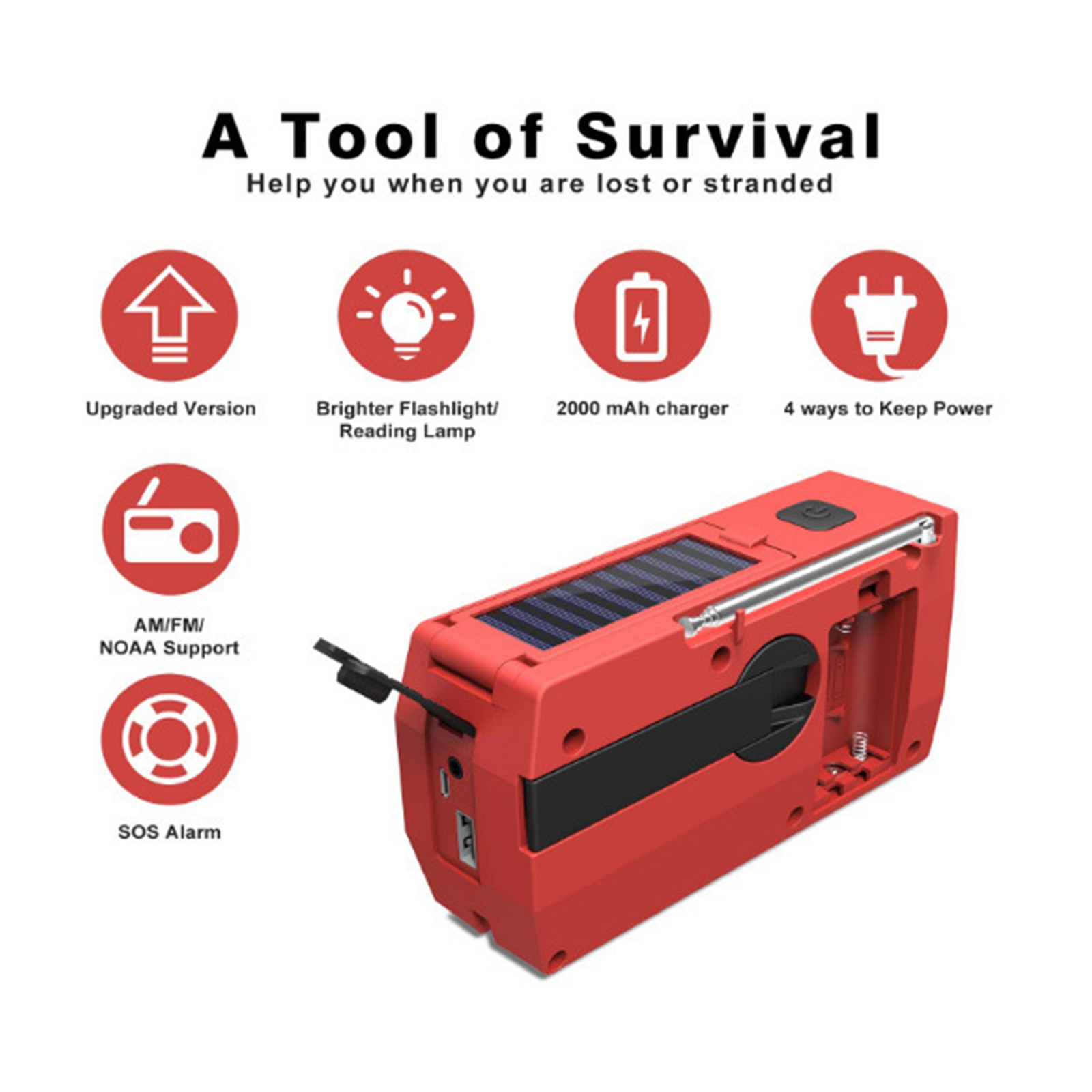 Emergency Solar Hand Crank Radio AM/FM & NOAA Emergency Broadcast Weather Alert Radio with 6 LEDs Reading Lamp Survival Supplies Emergency Solar Hand Crank Radio AM/FM & NOAA Emergency Broadcast Weather Alert Radio with 6 LEDs Reading Lamp Survival Supplies