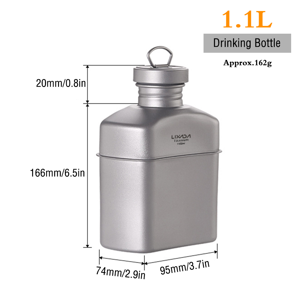 Lixada 2022 Titanium Water Bottle Outdoor Canteen Cups Set Ultralight Cooking Set Camping Cookware Dinnerware Drinking Kettle