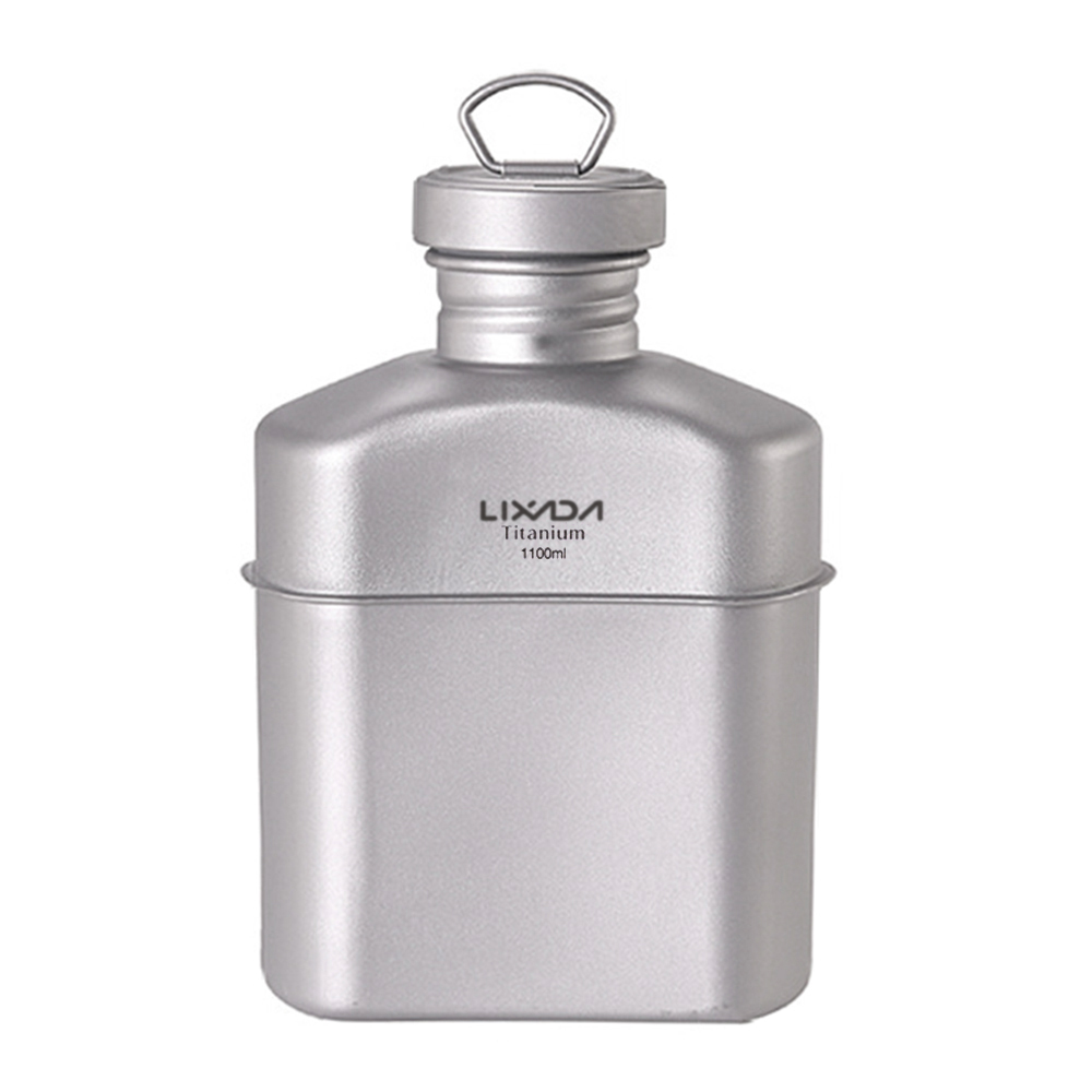 Lixada 2022 Titanium Water Bottle Outdoor Canteen Cups Set Ultralight Cooking Set Camping Cookware Dinnerware Drinking Kettle