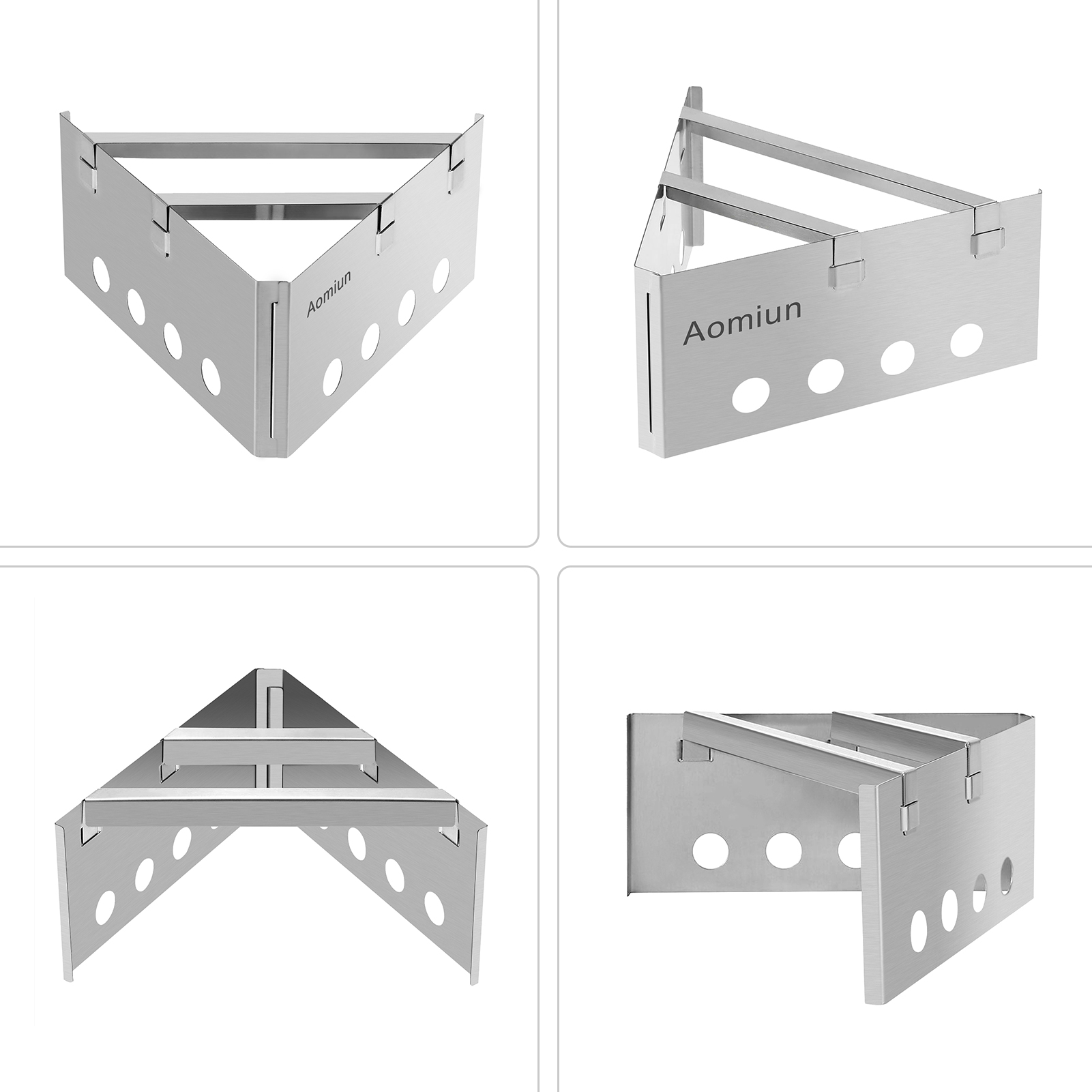 Aomiun Lightweight Triangle Wood Stove Portable Detachable Stainless Steel Burner for Outdoor Cooking Picnic Camping Backpacking