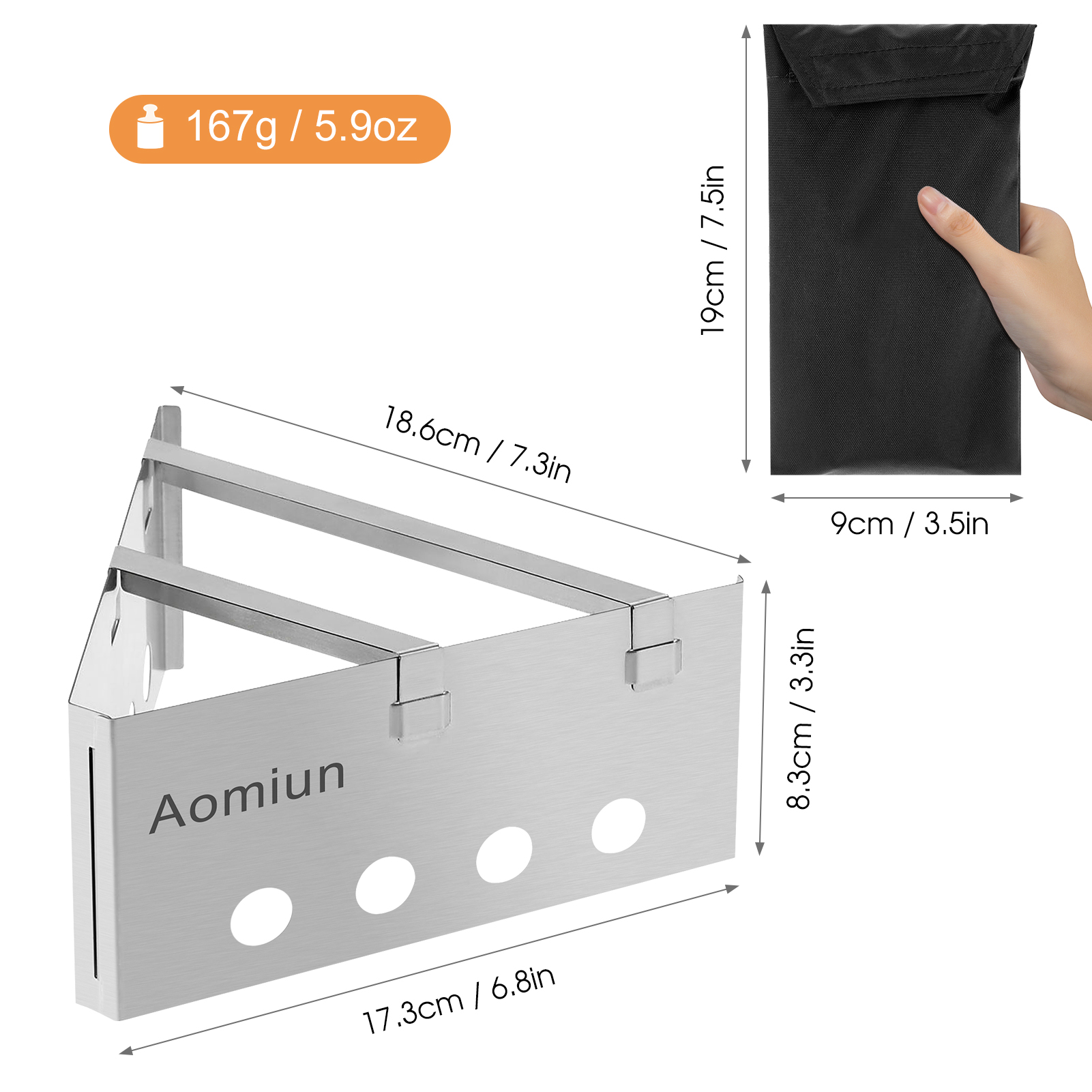 Aomiun Lightweight Triangle Wood Stove Portable Detachable Stainless Steel Burner for Outdoor Cooking Picnic Camping Backpacking