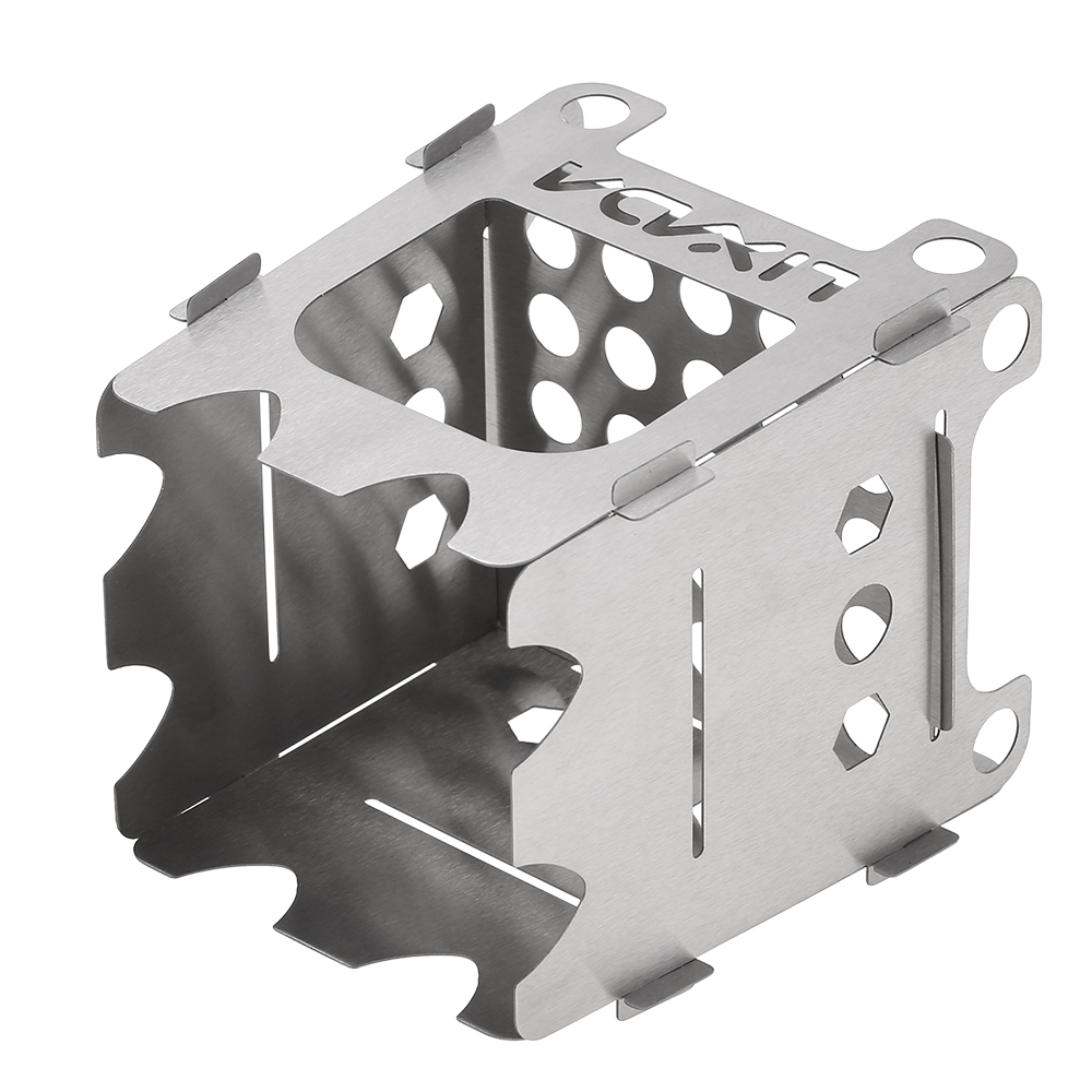 Lixada Folding Wood Stove Alcohol Stove Portable Outdoor Picnic Cook BBQ Burners Titanium Camping Stove Stainless Steel with Bag