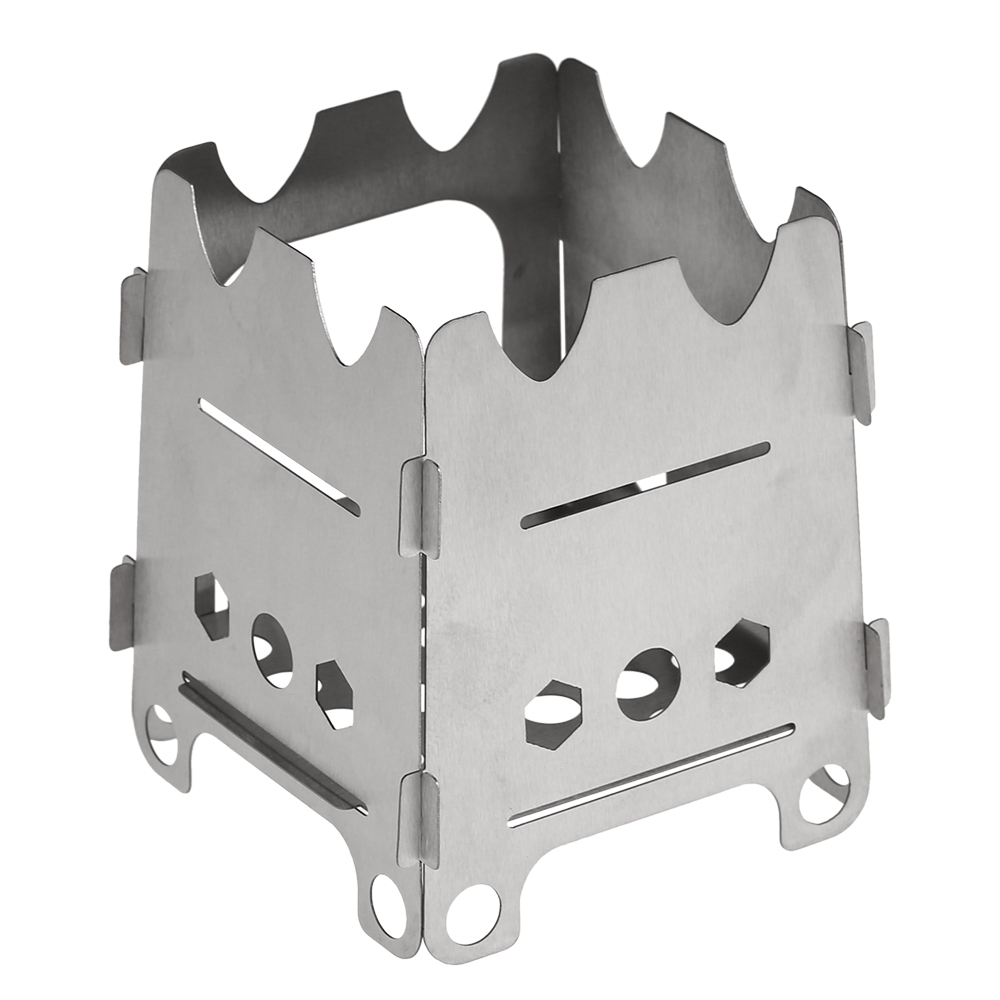 Lixada Folding Wood Stove Alcohol Stove Portable Outdoor Picnic Cook BBQ Burners Titanium Camping Stove Stainless Steel with Bag
