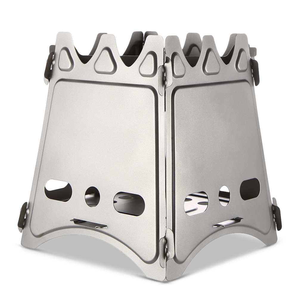 Lixada Compact Folding Titanium Wood Stove with Mini Alcohol Stove Camping Stove for Outdoor Camping Cooking Picnic Hiking