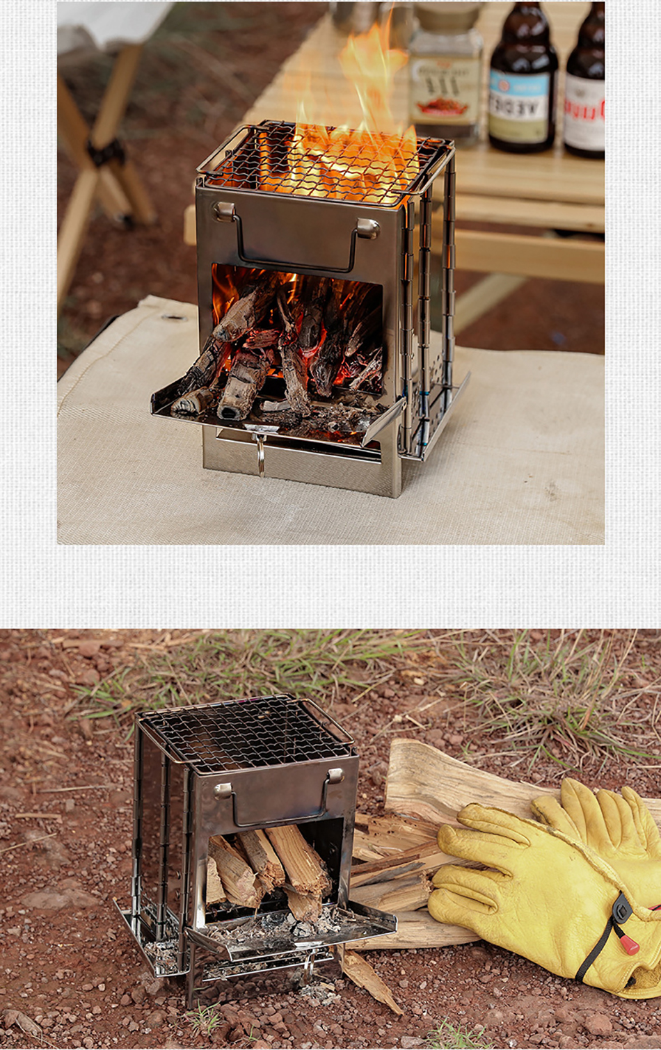 Camping Stove Stainless Steel Fire Wood Stoves Portable Outdoor Burning Tools for Survival Trekking Cooking Supplies