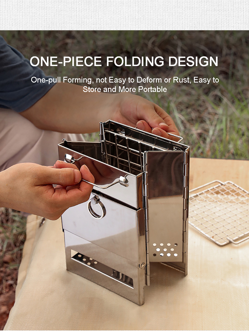 Camping Stove Stainless Steel Fire Wood Stoves Portable Outdoor Burning Tools for Survival Trekking Cooking Supplies