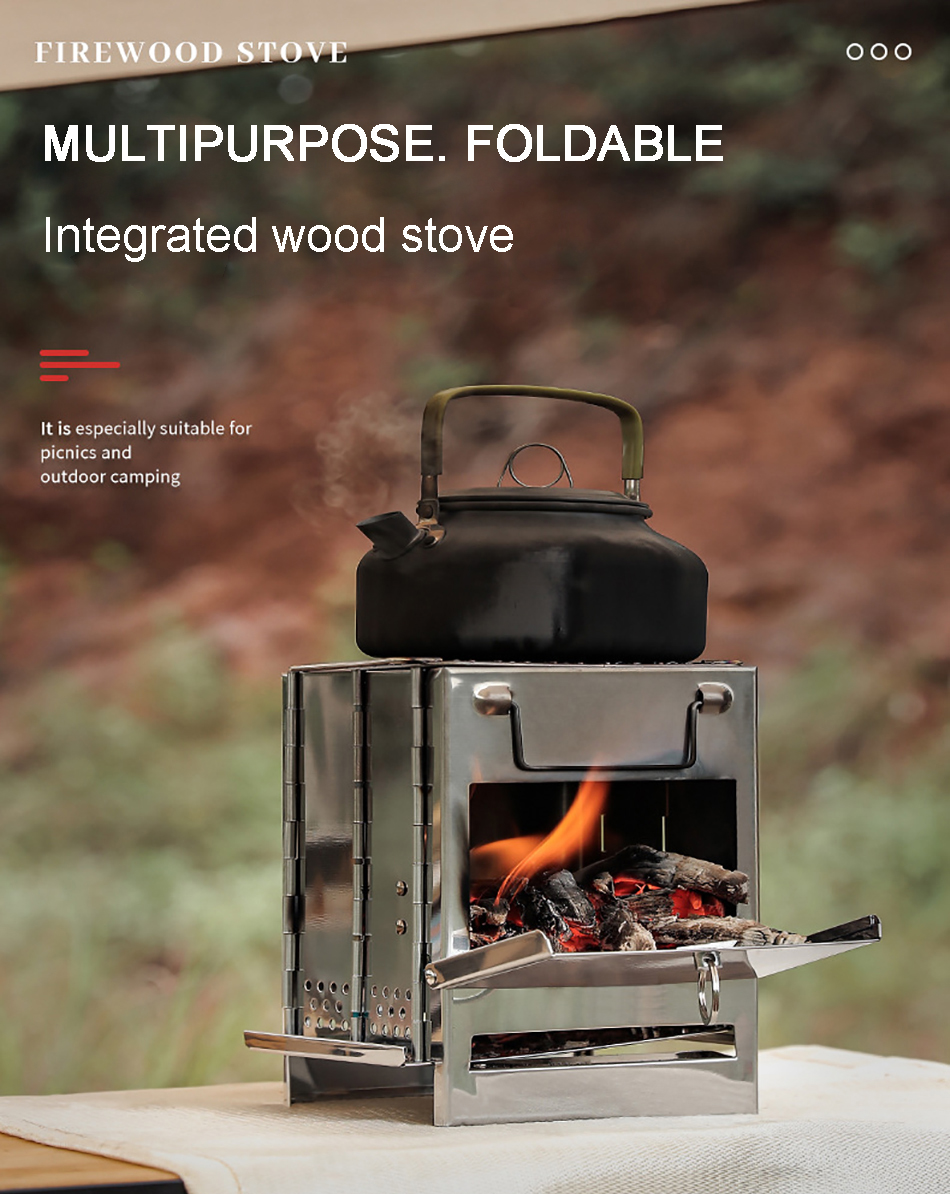 Camping Stove Stainless Steel Fire Wood Stoves Portable Outdoor Burning Tools for Survival Trekking Cooking Supplies