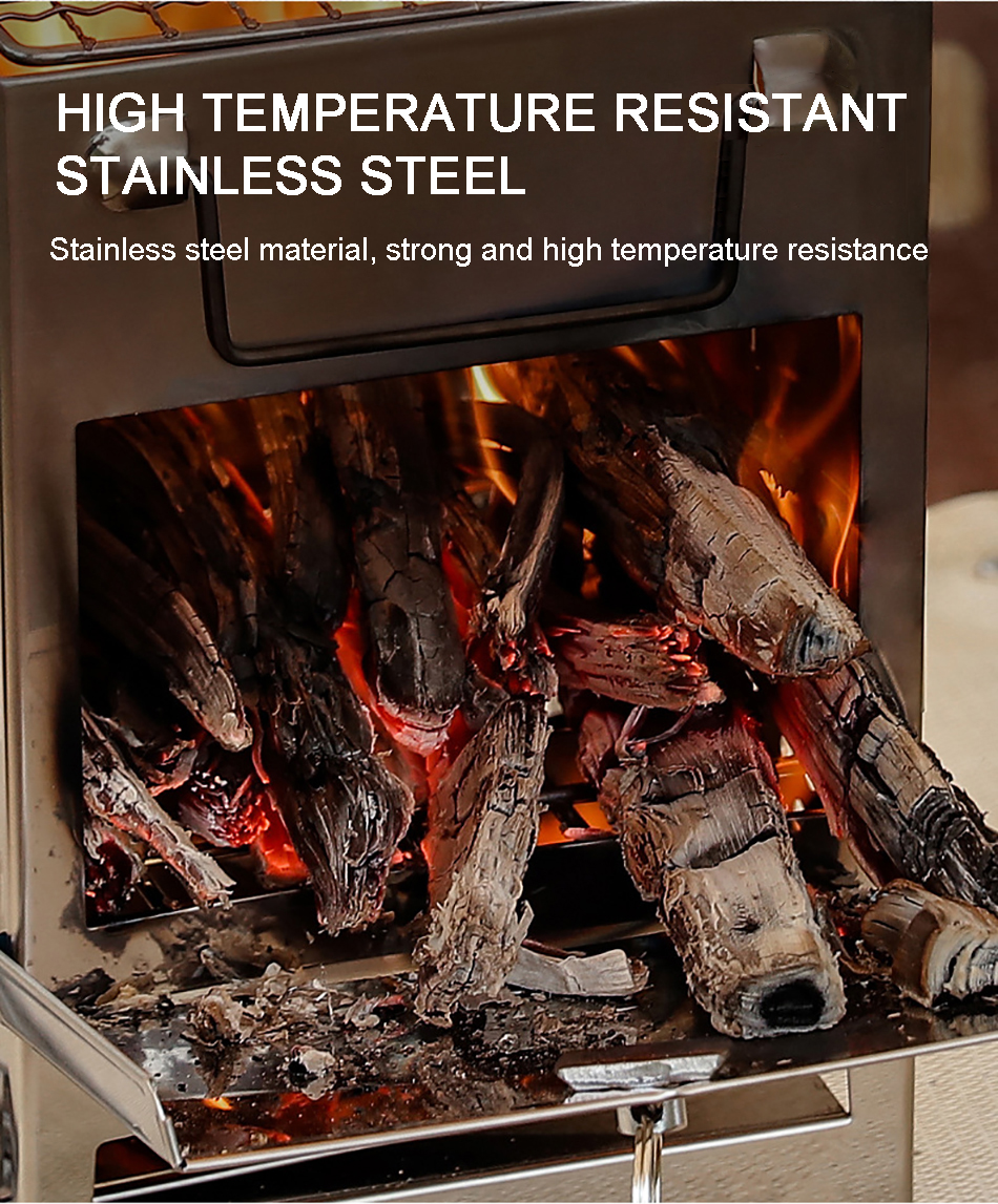 Camping Stove Stainless Steel Fire Wood Stoves Portable Outdoor Burning Tools for Survival Trekking Cooking Supplies