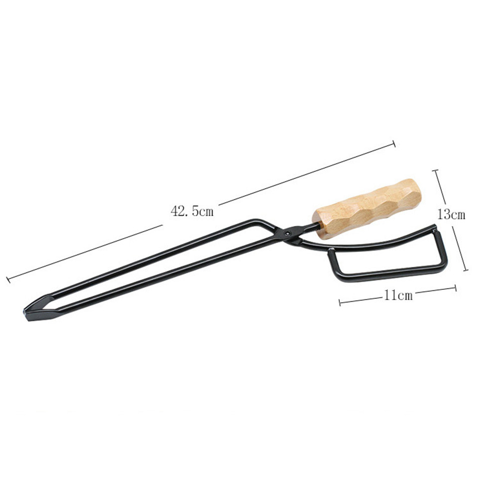 Barbecue Charcoal Clip Iron Wood Handle Anti-Scalding with Leather Cover Outdoor Camping BBQ Bonfire Stove Fireplace Fire Tongs Barbecue Charcoal Clip Iron Wood Handle Anti-Scalding with Leather Cover Outdoor Camping BBQ Bonfire Stove Fireplace Fire Tongs