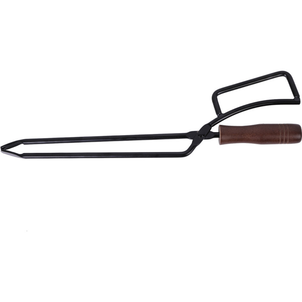 Barbecue Charcoal Clip Iron Wood Handle Anti-Scalding with Leather Cover Outdoor Camping BBQ Bonfire Stove Fireplace Fire Tongs Barbecue Charcoal Clip Iron Wood Handle Anti-Scalding with Leather Cover Outdoor Camping BBQ Bonfire Stove Fireplace Fire Tongs