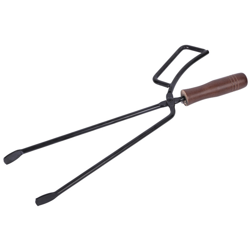 Barbecue Charcoal Clip Iron Wood Handle Anti-Scalding with Leather Cover Outdoor Camping BBQ Bonfire Stove Fireplace Fire Tongs Barbecue Charcoal Clip Iron Wood Handle Anti-Scalding with Leather Cover Outdoor Camping BBQ Bonfire Stove Fireplace Fire Tongs
