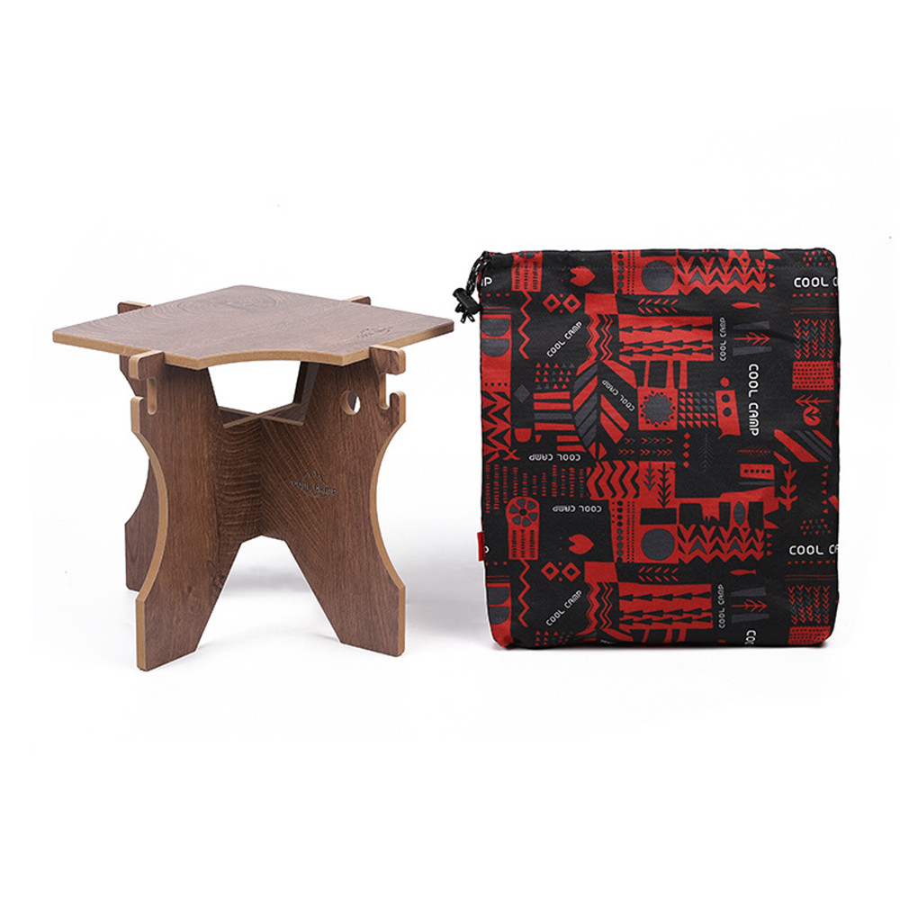 Outdoor Folding Bucket Shelf Multifunctional Wood High Load-Bearing Holes Camping Picnic Ice Bucket Rack Holder Mini Chair