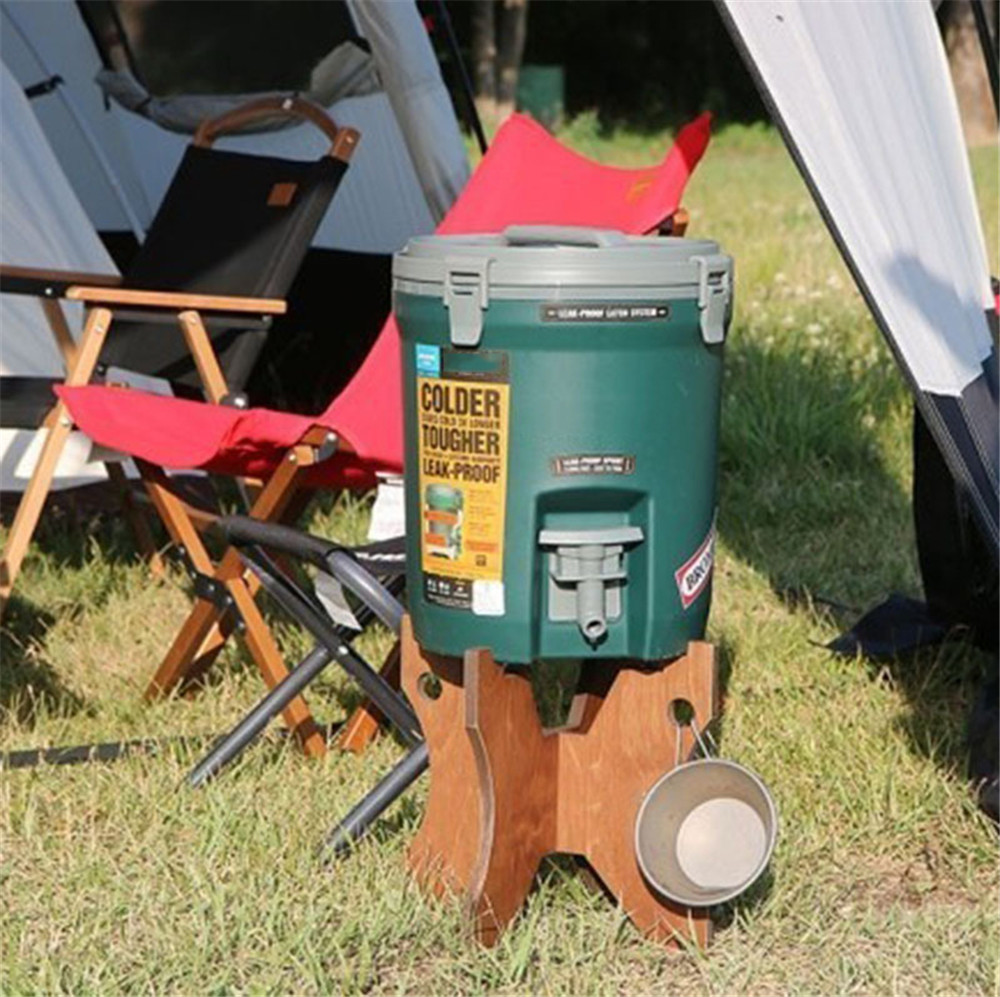Outdoor Folding Bucket Shelf Multifunctional Wood High Load-Bearing Holes Camping Picnic Ice Bucket Rack Holder Mini Chair