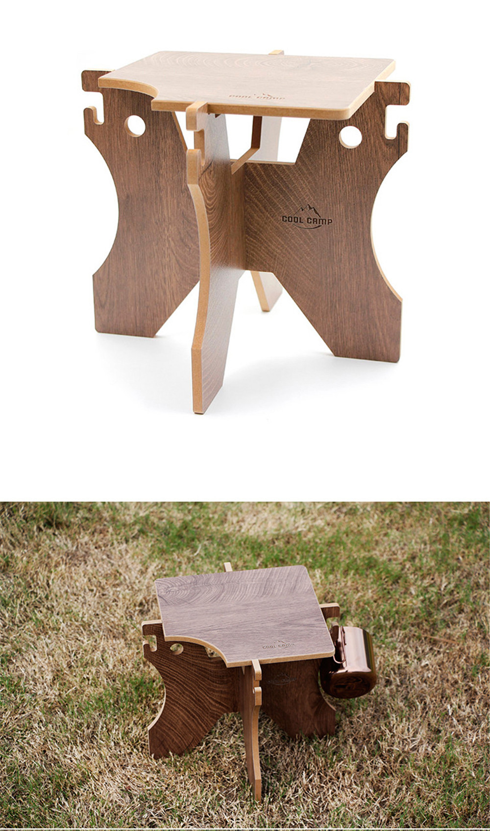 Outdoor Folding Bucket Shelf Multifunctional Wood High Load-Bearing Holes Camping Picnic Ice Bucket Rack Holder Mini Chair