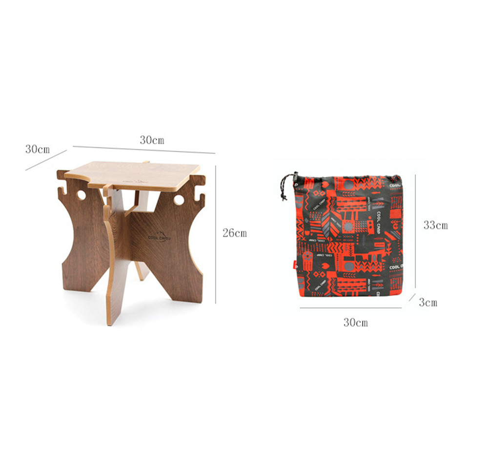 Outdoor Folding Bucket Shelf Multifunctional Wood High Load-Bearing Holes Camping Picnic Ice Bucket Rack Holder Mini Chair
