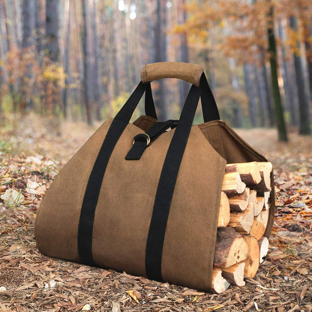 High-quality Supersized Canvas Firewood Wood Carrier bag Log Camping Outdoor Holder Carry storage bag Wooden Canvas Bag