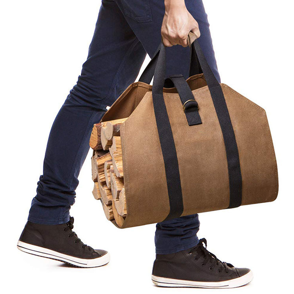 High-quality Supersized Canvas Firewood Wood Carrier bag Log Camping Outdoor Holder Carry storage bag Wooden Canvas Bag