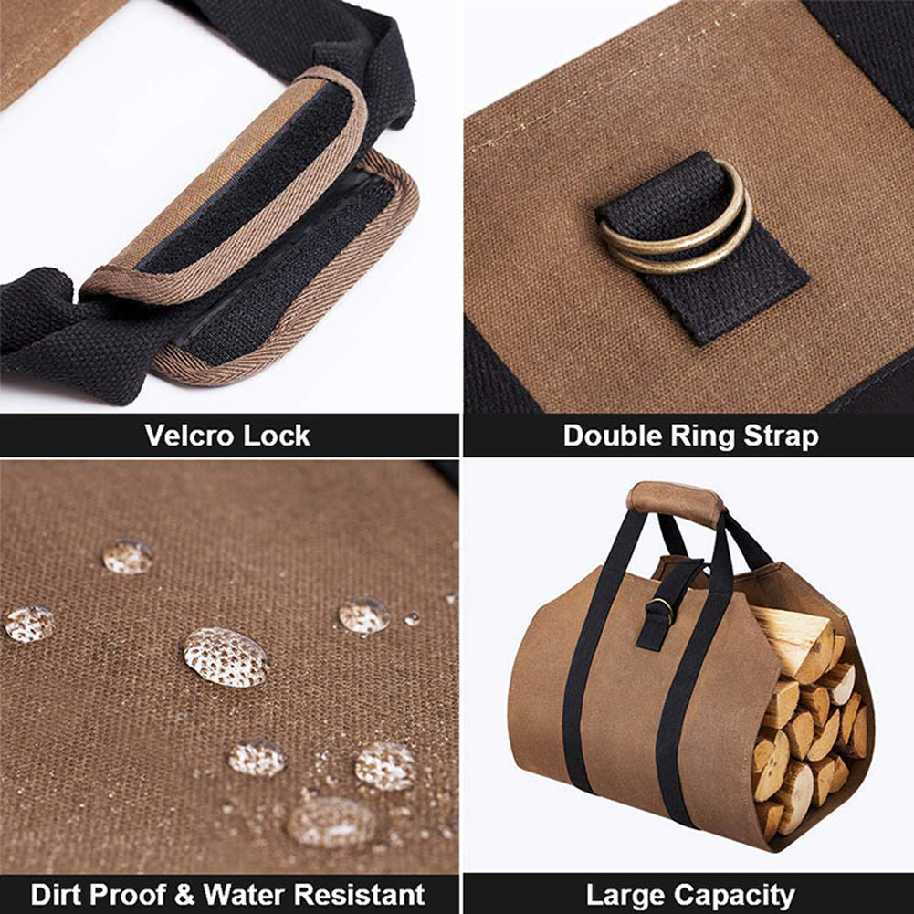 High-quality Supersized Canvas Firewood Wood Carrier bag Log Camping Outdoor Holder Carry storage bag Wooden Canvas Bag