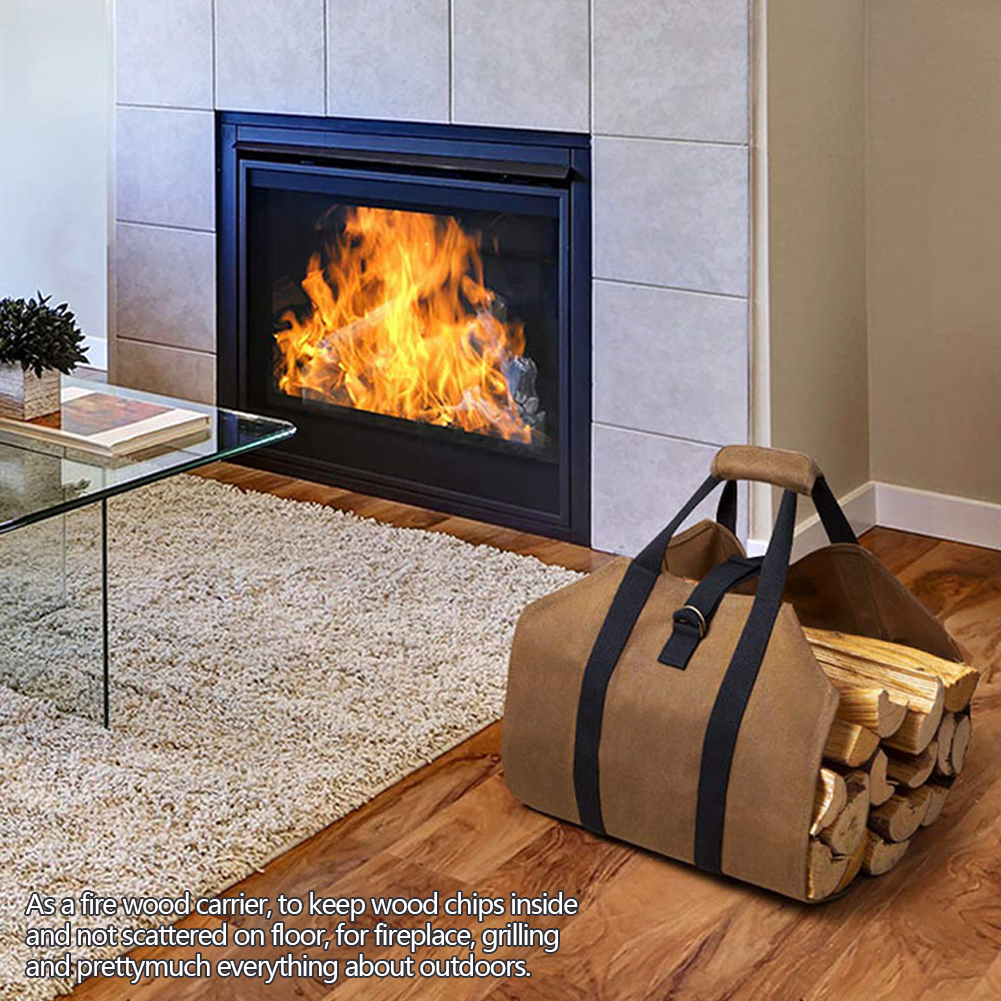 High-quality Supersized Canvas Firewood Wood Carrier bag Log Camping Outdoor Holder Carry storage bag Wooden Canvas Bag