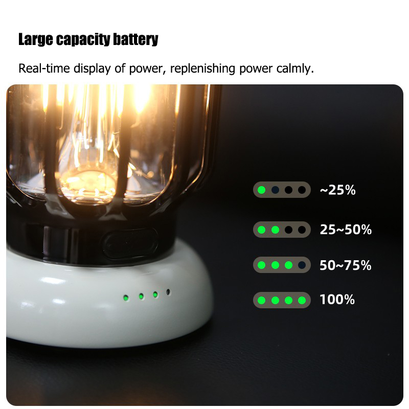Retro Portable Garden Lantern 5000mAh Outdoor Kerosene Lamp 3 Lighting Modes Tent Camping Light for Hiking Climbing Yard