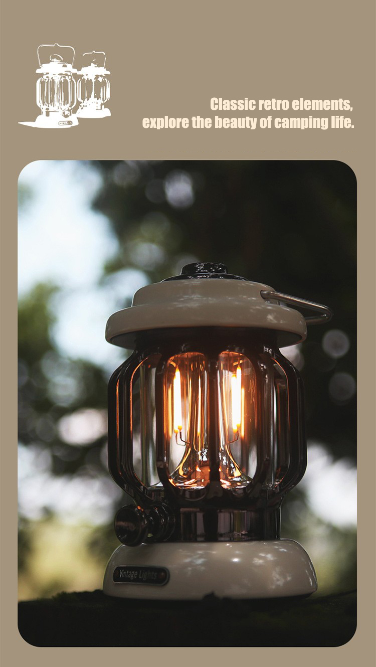 Retro Portable Garden Lantern 5000mAh Outdoor Kerosene Lamp 3 Lighting Modes Tent Camping Light for Hiking Climbing Yard