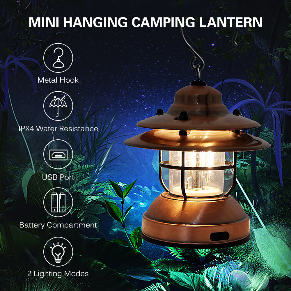 Mini Hanging Camping Lantern USB Outdoor Light Water Resistant Garden Lamp with 2 Lighting Modes for Garden Yard Camping Lantern Mini Hanging Camping Lantern USB Outdoor Light Water Resistant Garden Lamp with 2 Lighting Modes for Garden Yard Camping Lantern