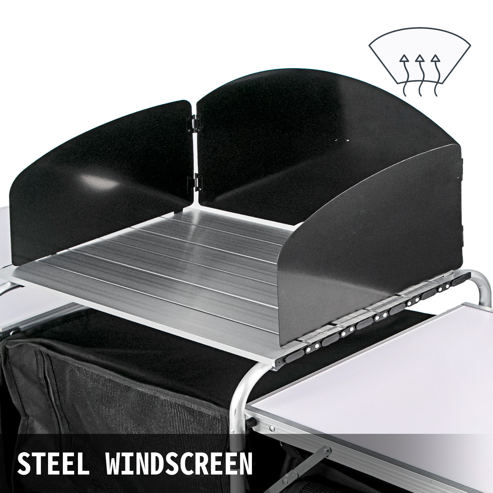 VEVOR Camping Outdoor Kitchen Table Cabinet Foldable Folding Cooking Storage Rack for BBQ Picnic X-Shaped Aluminum Alloy Bracket